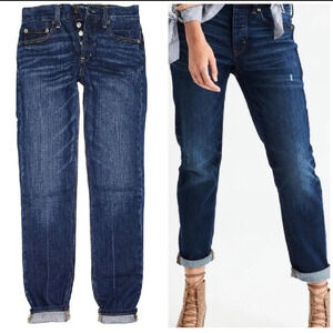 AEO High Waisted Skinny Ankle Jeans Dark Blue 2